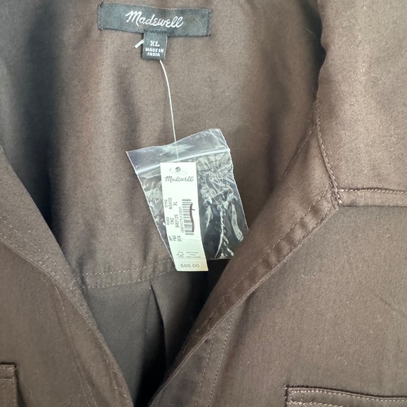 NWT Madewell Utility Long-Sleeve Popover Shirt Dark Carob Brown SZ Various - Picture 6 of 11